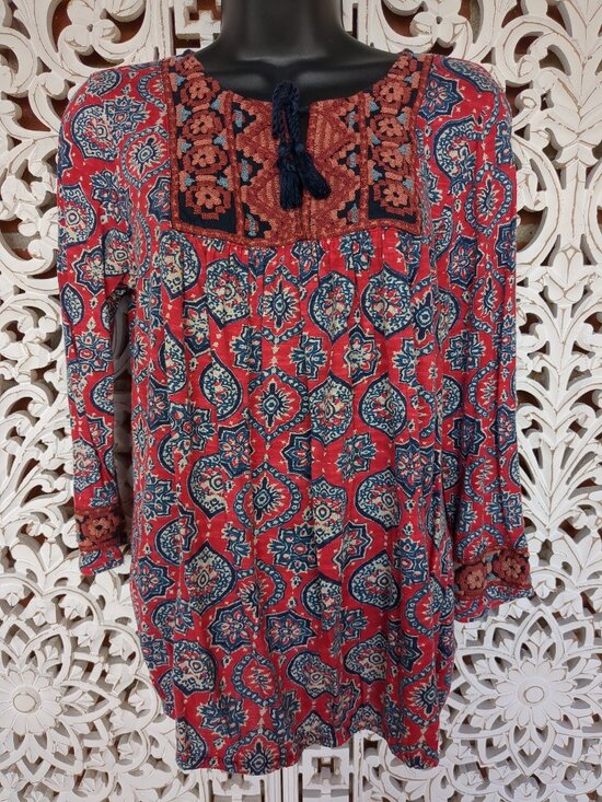 Lucky Brand Tops - M Lucky Brand Boho Style Long Sleeve Embroidered Top